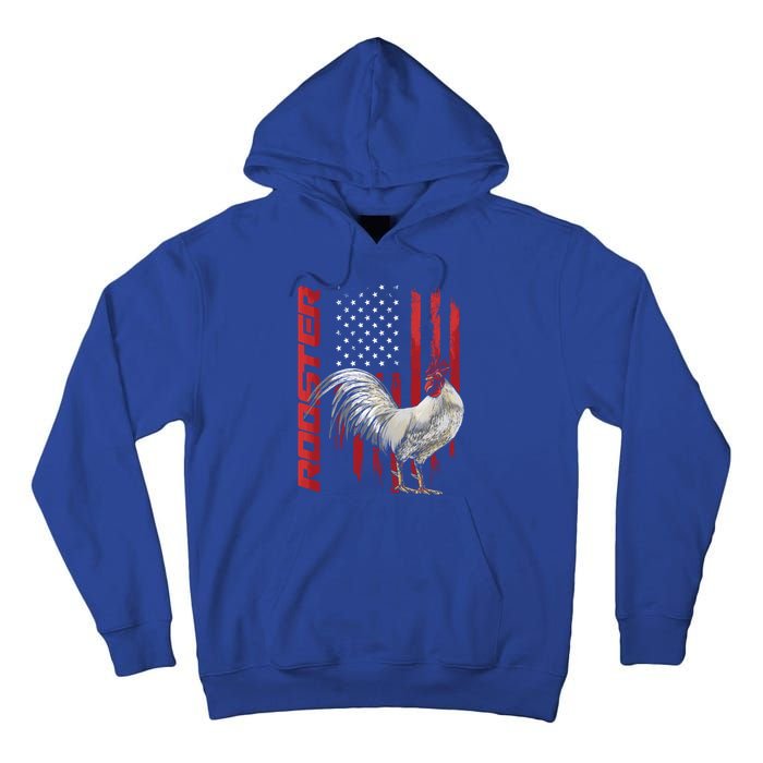 Rooster Chicken American Flag Usa Fighting Cock Cool Gift Tall Hoodie