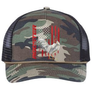 Rooster Chicken American Flag Usa Fighting Cock Cool Gift Retro Rope Trucker Hat Cap