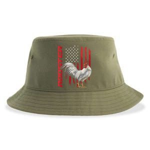 Rooster Chicken American Flag Usa Fighting Cock Cool Gift Sustainable Bucket Hat