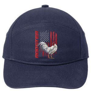 Rooster Chicken American Flag Usa Fighting Cock Cool Gift 7-Panel Snapback Hat