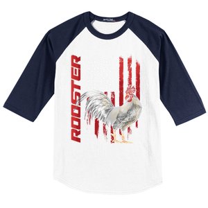 Rooster Chicken American Flag Usa Fighting Cock Cool Gift Baseball Sleeve Shirt