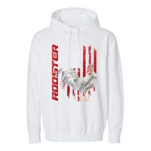 Rooster Chicken American Flag Usa Fighting Cock Cool Gift Garment-Dyed Fleece Hoodie