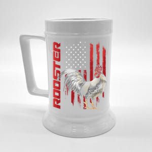 Rooster Chicken American Flag Usa Fighting Cock Cool Gift Beer Stein