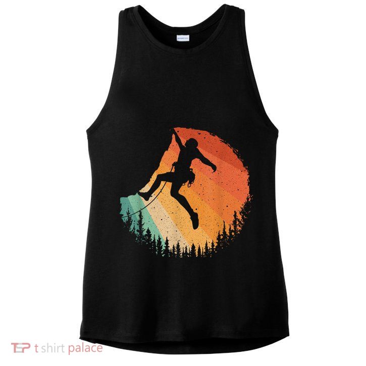 Rock Climbing Art Mountain Climber Bouldering Ladies PosiCharge Tri-Blend Wicking Tank