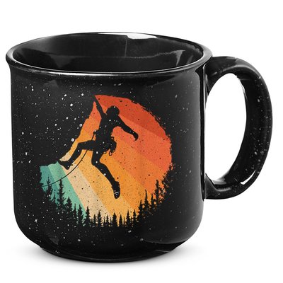 Rock Climbing Art Mountain Climber Bouldering 15oz Campfire Ceramic Mug