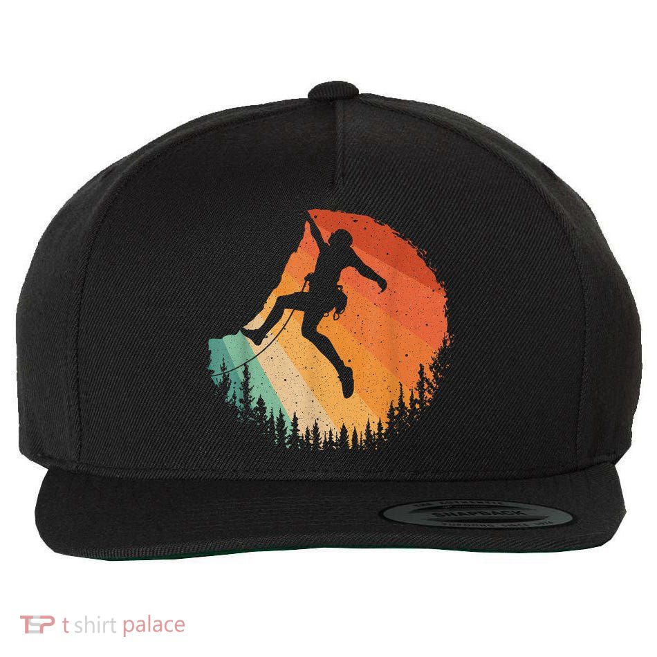 Rock Climbing Art Mountain Climber Bouldering Wool Snapback Cap