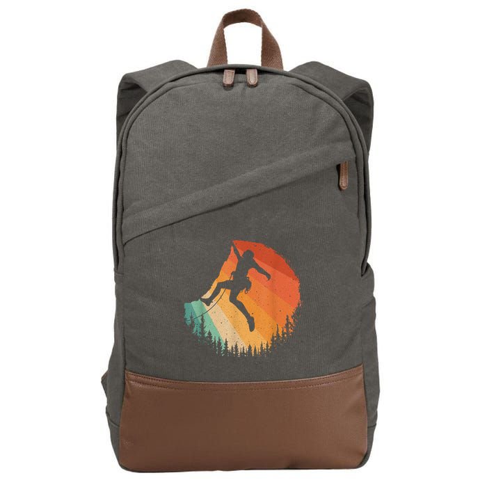 Rock Climbing Art Mountain Climber Bouldering Cotton Canvas Backpack