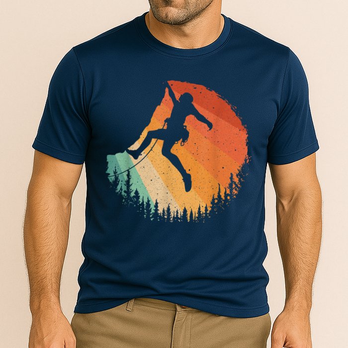 Rock Climbing Art Mountain Climber Bouldering Cooling Performance Crew T-Shirt