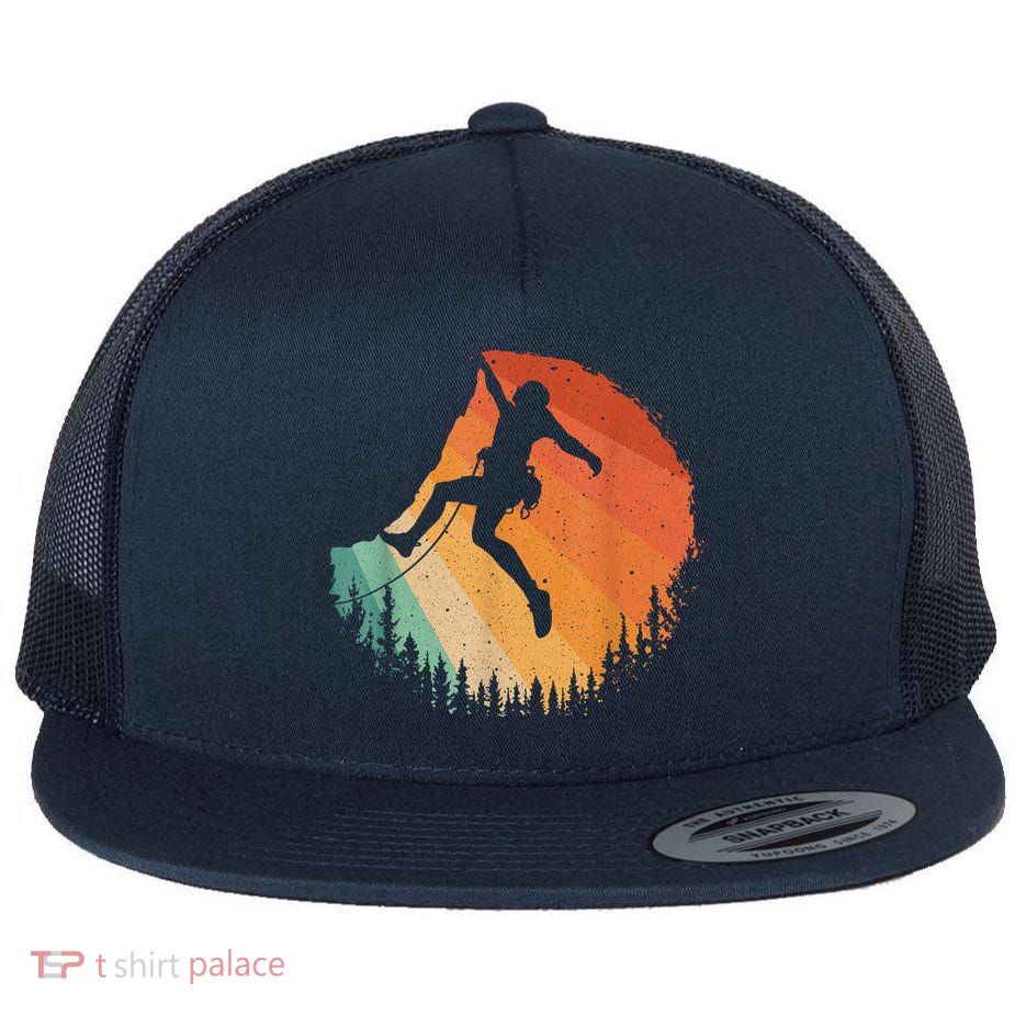 Rock Climbing Art Mountain Climber Bouldering Flatbill Hat