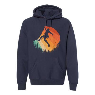 Rock Climbing Art Mountain Climber Bouldering Premium Hoodie