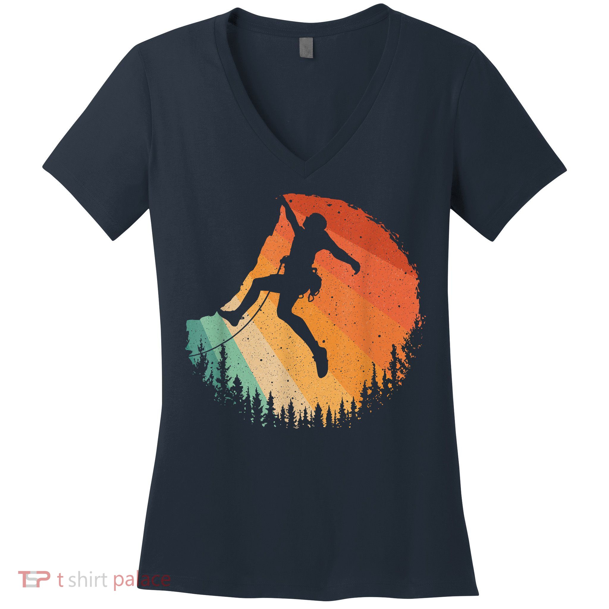 Rock Climbing Art Mountain Climber Bouldering Women's V-Neck T-Shirt