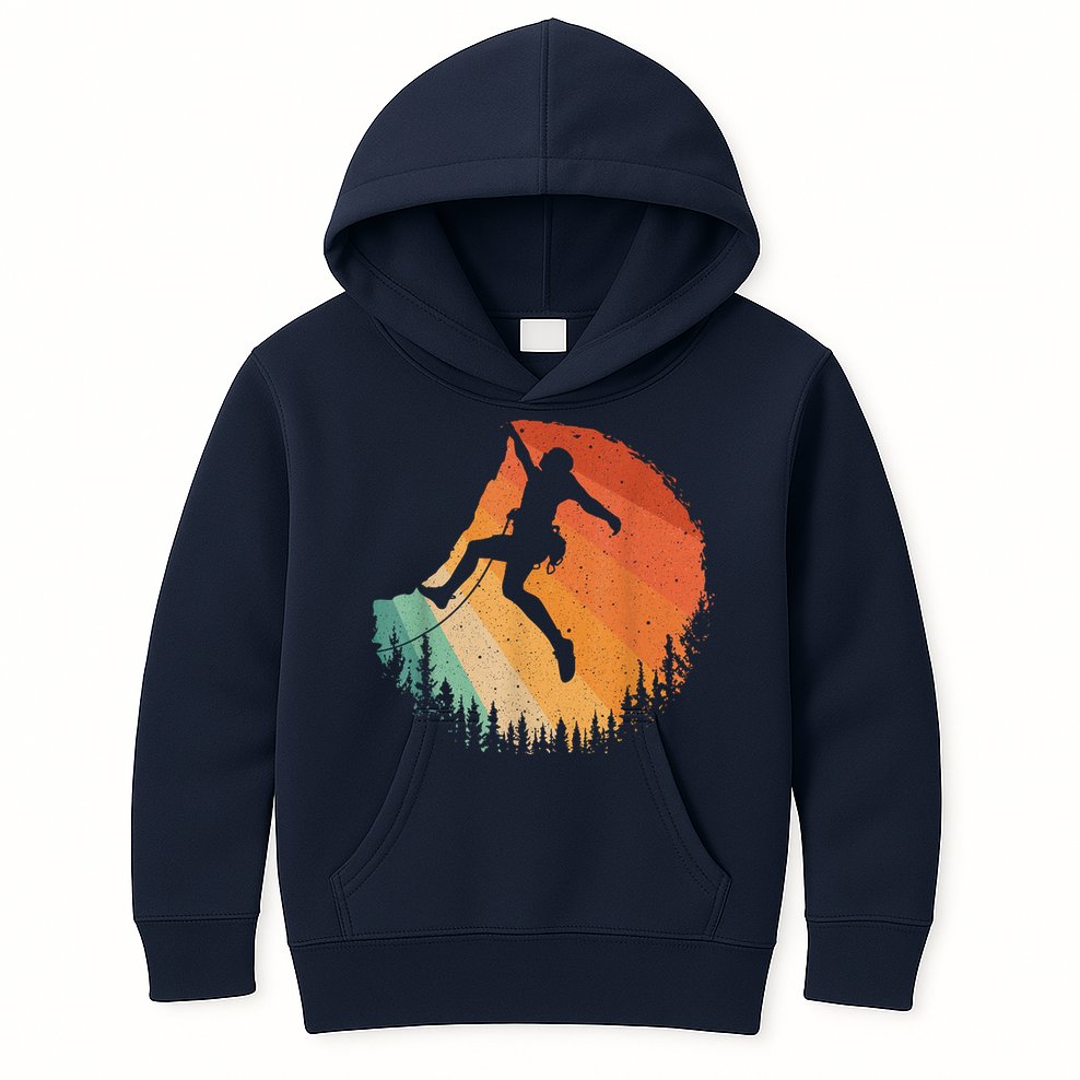 Rock Climbing Art Mountain Climber Bouldering Kids Hoodie