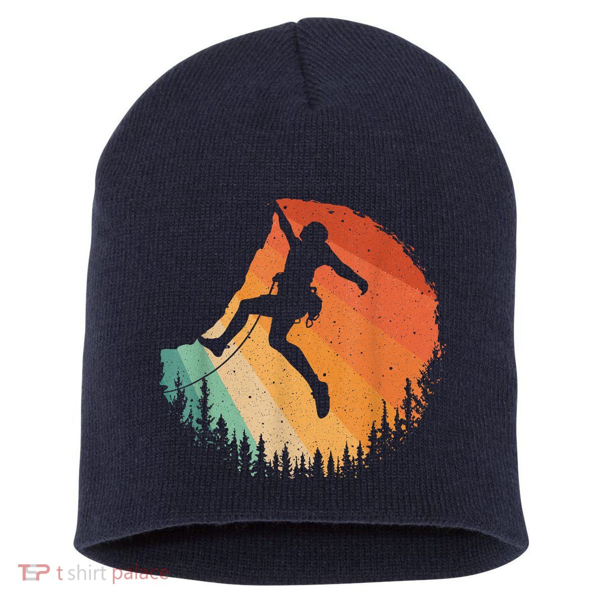 Rock Climbing Art Mountain Climber Bouldering Short Acrylic Beanie