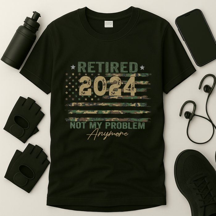 Retirement Camo American Flag Retired Not My Problem Anymore T-Shirt