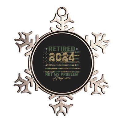 Retirement Camo American Flag Retired Not My Problem Anymore Metallic Star Ornament