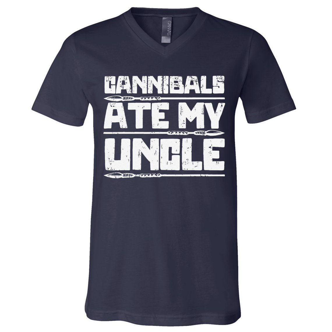 Retro Cannibals Ate My Uncle Joe Biden Satire Trump 2024 V-Neck T-Shirt