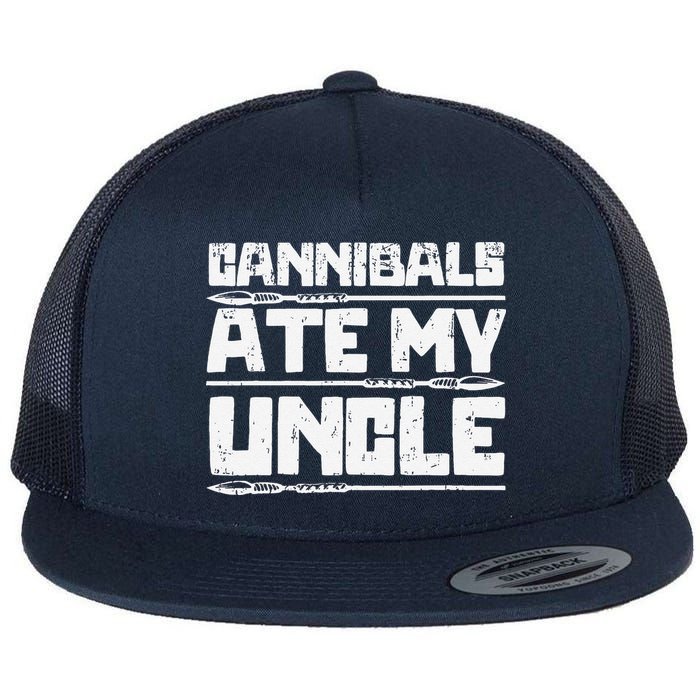 Retro Cannibals Ate My Uncle Joe Biden Satire Trump 2024 Flat Bill Trucker Hat