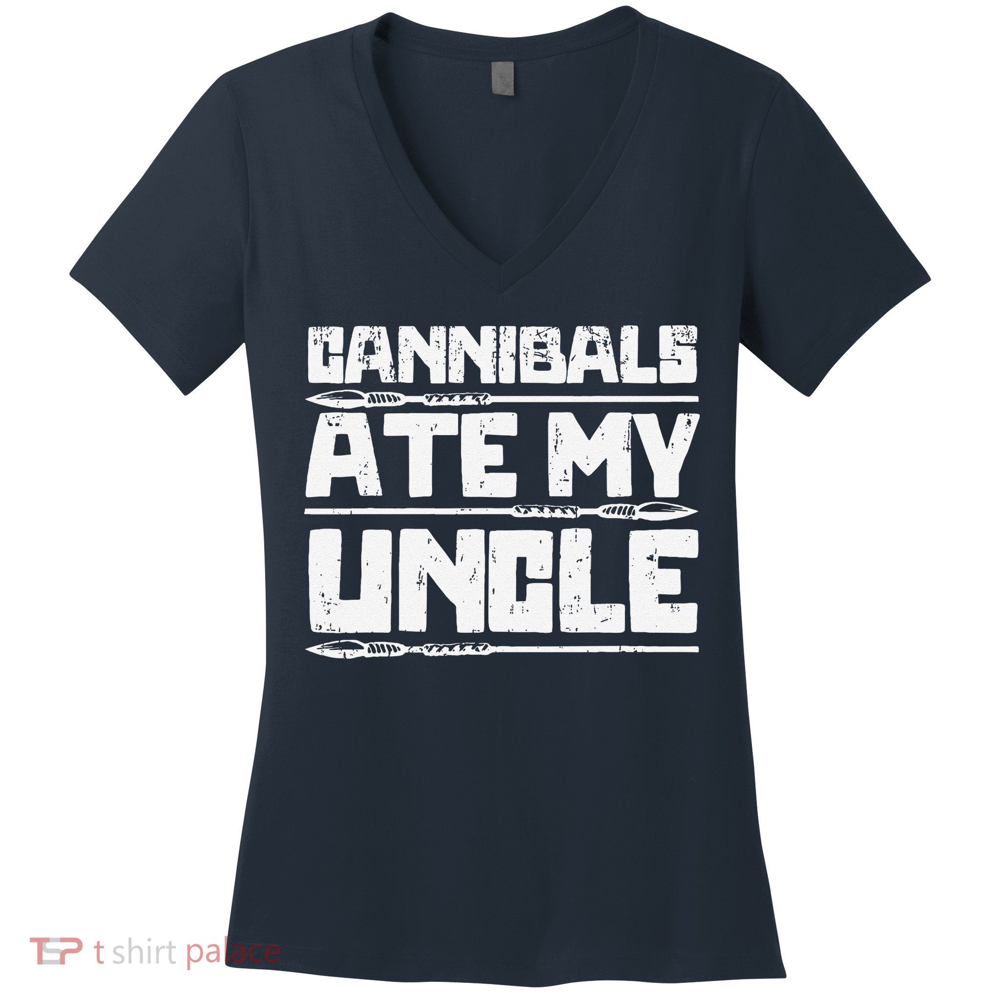 Retro Cannibals Ate My Uncle Joe Biden Satire Trump 2024 Women's V-Neck T-Shirt