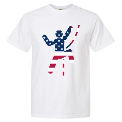 Rock Climbing American Flag Silhouette Gift Garment-Dyed Heavyweight T-Shirt