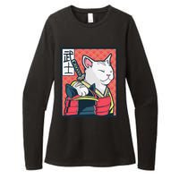 Retro Catzilla Ancient Japanese Cat Art - Anime Ninja Cat  Womens CVC Long Sleeve Shirt