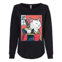 Retro Catzilla Ancient Japanese Cat Art - Anime Ninja Cat  Womens California Wash Sweatshirt