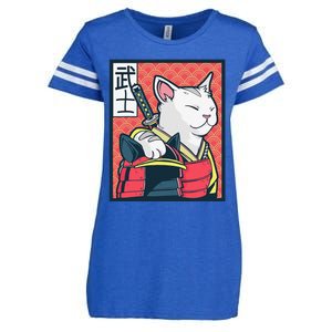 Retro Catzilla Ancient Japanese Cat Art - Anime Ninja Cat  Enza Ladies Jersey Football T-Shirt