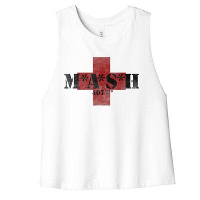 Red Cross Army Military Hospital Vintage Women's Racerback Cropped Tank