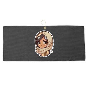 Ramadan Cute Anime Arab Hijab Head Scarf Beautiful Gift Ramadan Mubarak Large Microfiber Waffle Golf Towel