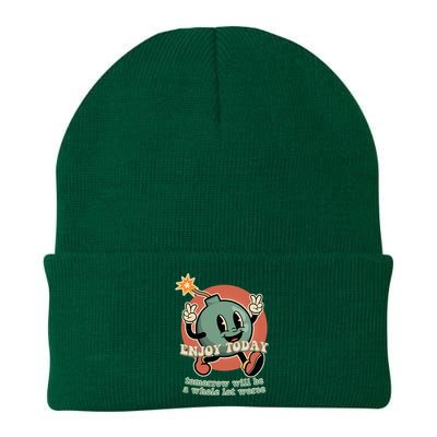 Retro Cartoon Bomb Nihilism Classic Fit Crew Neck Knit Cap Winter Beanie