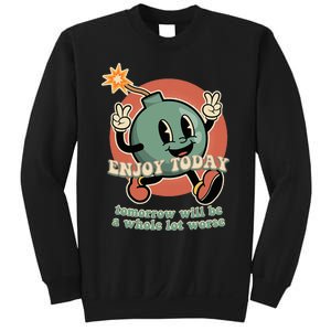 Retro Cartoon Bomb Nihilism Classic Fit Crew Neck Sweatshirt