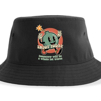 Retro Cartoon Bomb Nihilism Classic Fit Crew Neck Sustainable Bucket Hat