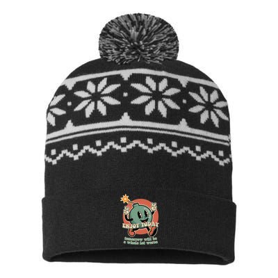 Retro Cartoon Bomb Nihilism Classic Fit Crew Neck USA-Made Snowflake Beanie