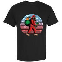 Retro Christmas Big Foot Sasquatch Santa Claus Garment-Dyed Heavyweight T-Shirt
