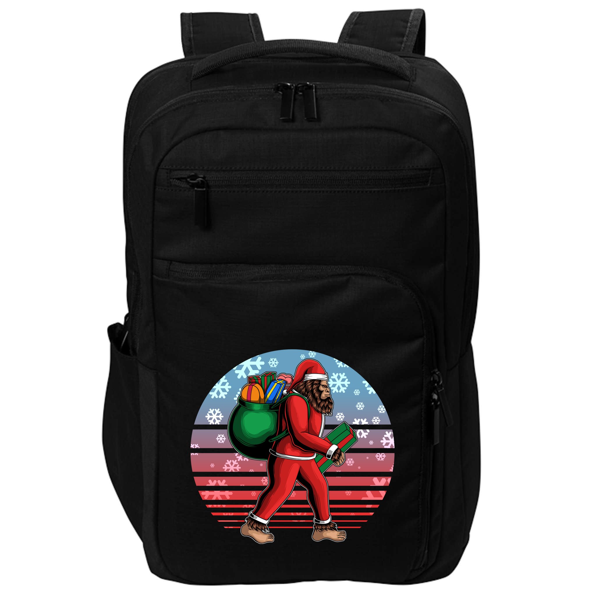 Retro Christmas Big Foot Sasquatch Santa Claus Impact Tech Backpack