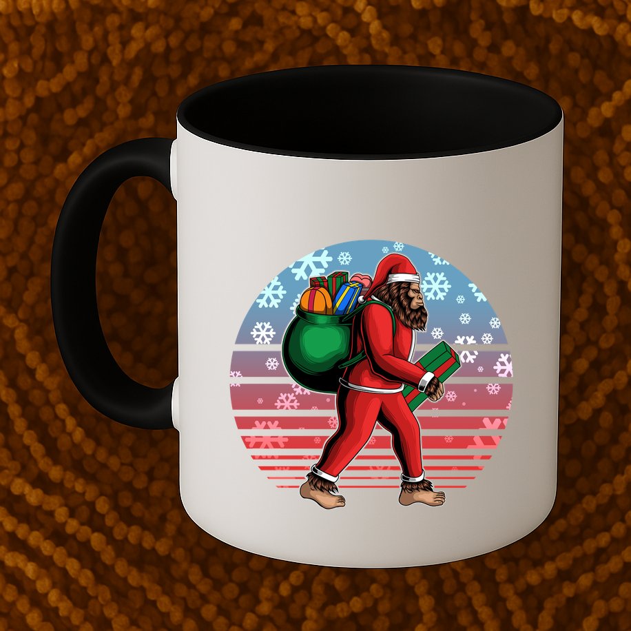 Retro Christmas Big Foot Sasquatch Santa Claus Mug