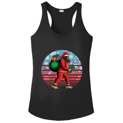 Retro Christmas Big Foot Sasquatch Santa Claus Ladies PosiCharge Competitor Racerback Tank