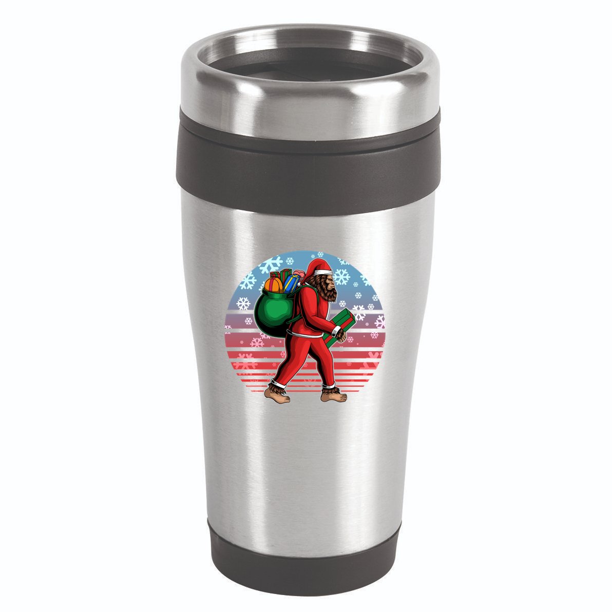 Retro Christmas Big Foot Sasquatch Santa Claus 16oz Travel Tumbler