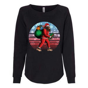 Retro Christmas Big Foot Sasquatch Santa Claus Womens California Wash Sweatshirt