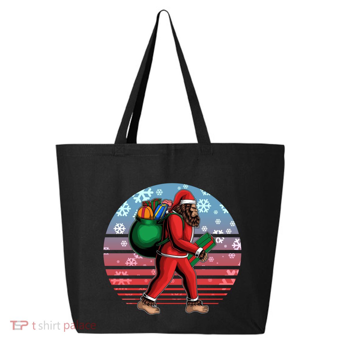 Retro Christmas Big Foot Sasquatch Santa Claus 25L Jumbo Tote