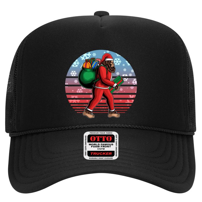 Retro Christmas Big Foot Sasquatch Santa Claus Trucker Hat