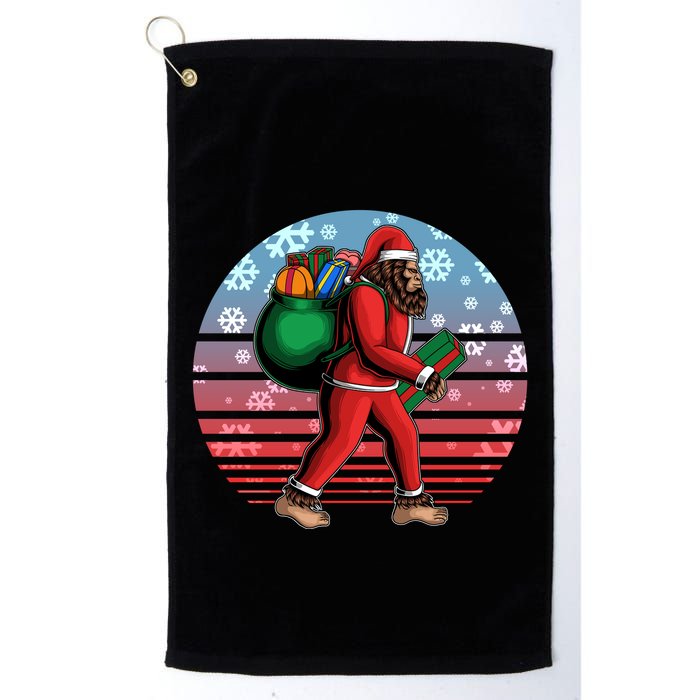 Retro Christmas Big Foot Sasquatch Santa Claus Golf Towel
