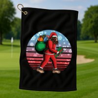 Retro Christmas Big Foot Sasquatch Santa Claus Golf Towel