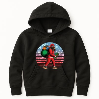 Retro Christmas Big Foot Sasquatch Santa Claus Kids Hoodie