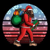 Retro Christmas Big Foot Sasquatch Santa Claus Wool Snapback Cap