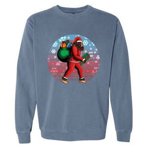 Retro Christmas Big Foot Sasquatch Santa Claus Garment-Dyed Sweatshirt