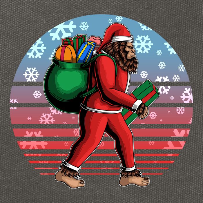 Retro Christmas Big Foot Sasquatch Santa Claus Cotton Canvas Backpack