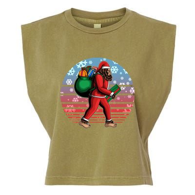 Retro Christmas Big Foot Sasquatch Santa Claus Garment-Dyed Women's Muscle Tee