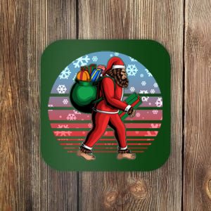 Retro Christmas Big Foot Sasquatch Santa Claus Coaster