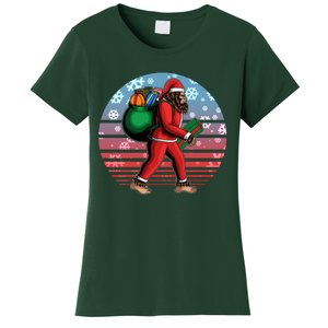 Retro Christmas Big Foot Sasquatch Santa Claus Women's T-Shirt