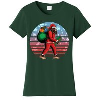 Retro Christmas Big Foot Sasquatch Santa Claus Women's T-Shirt